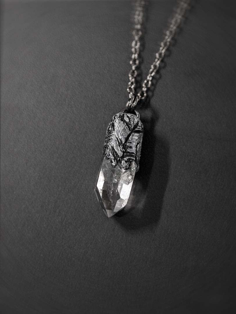 PRESENCE and PROTECTION ~Necklace with Clear Quartz and Algiz Rune