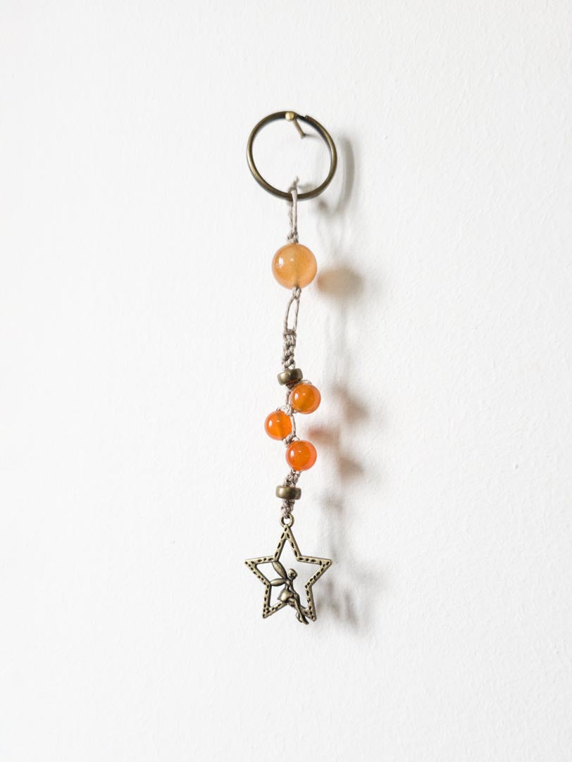 Keychain with Carnelian, Star and Fairy