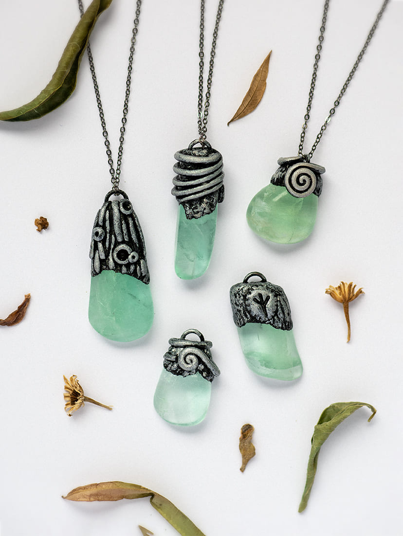 FIDUCIA e LIBERTĂ€ ~ collana con fluorite verde naturale