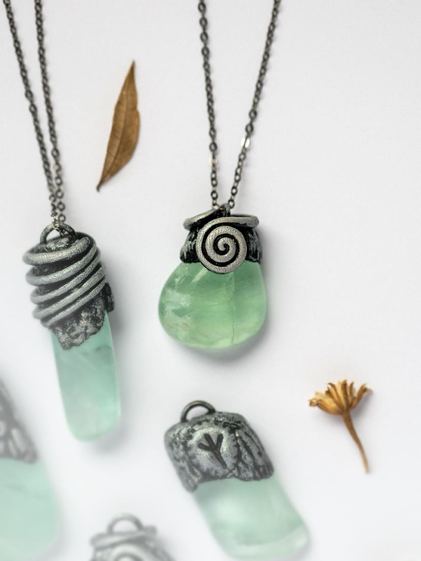 FIDUCIA e LIBERTĂ€ ~ collana con fluorite verde naturale