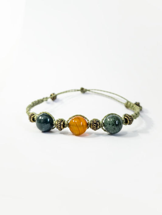 Bracelet with Carnelian and Moss Agate