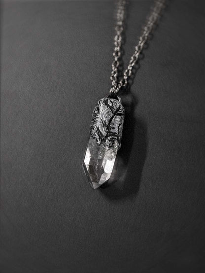 PRESENCE and PROTECTION ~Necklace with Clear Quartz and Algiz Rune