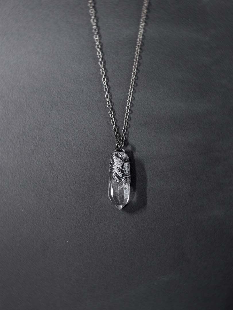 PRESENCE and PROTECTION ~Necklace with Clear Quartz and Algiz Rune