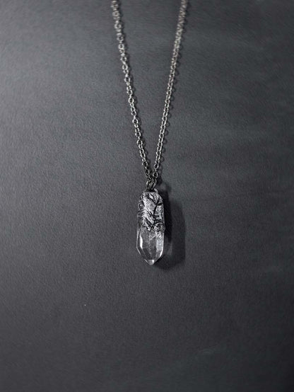 PRESENCE and PROTECTION ~Necklace with Clear Quartz and Algiz Rune
