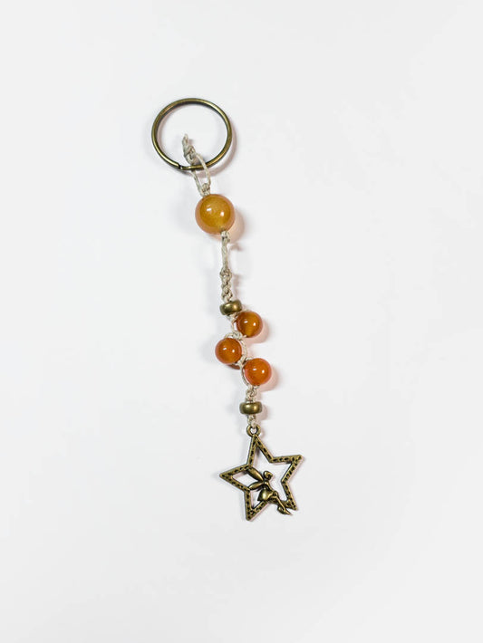 Keychain with Carnelian, Star and Fairy